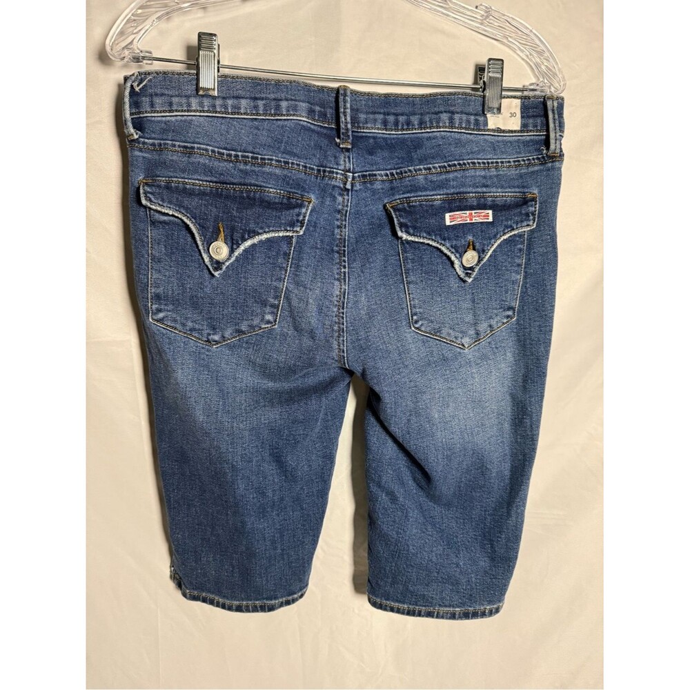 Hudson Jeans Viceroy Denim Knee Shorts Flap Pocket Blue Wash Size 30